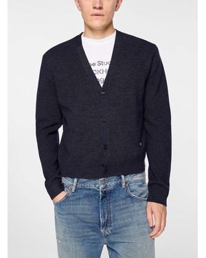 Acne Studios Accent Stud Pure Merino Wool Cardigan - Blue