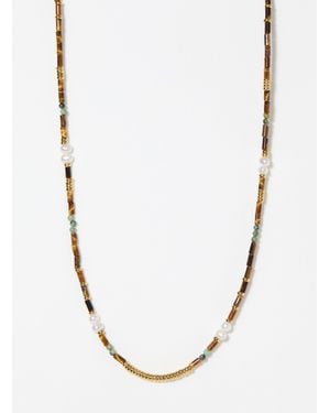 Simon's Fine Natural Stone And Pearl Necklace - White