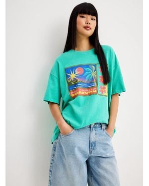 Billabong Topical Print Turquoise T - Blue