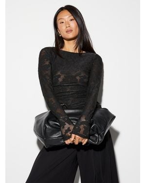 Icône Flocked Flowers Stretch Micromesh T - Black