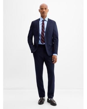 Le 31 Pure Wool Piqué Suit Wool Weave By Marzotto Stockholm Fit - Blue