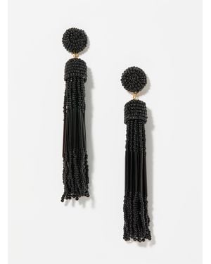 Simon's Beaded Fringe Earrings - Black
