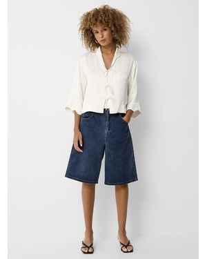 Soaked In Luxury Calianna Dark Indigo Bermuda Short Fit: Wide Leg, High Rise - Blue