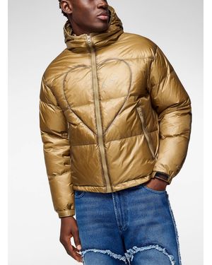 Carne Bollente Ti Amo Quilted Heart Puffer Jacket - Blue