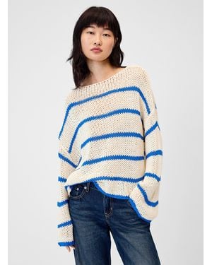 Twik Striped Openwork Knit Sweater - Blue