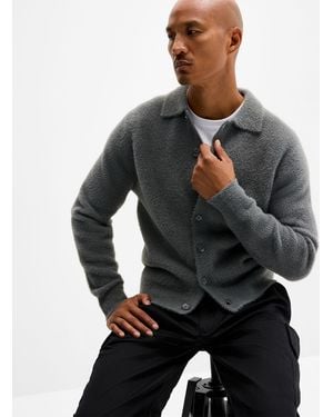Le 31 Fuzzy Knit Polo - Grey