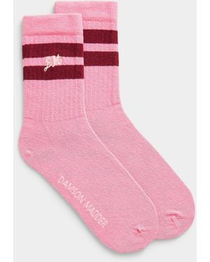 Damson Madder Burgundy Double Band Pink Socks