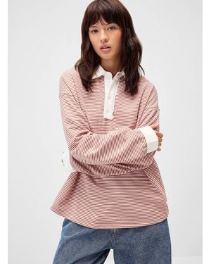 Daisy Street Mona Striped Polo T - Pink