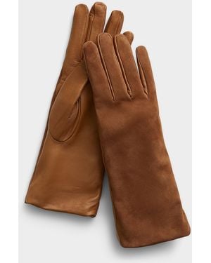 Simon's Suede And Leather Gloves Exclusive Collection From Italy - Brown