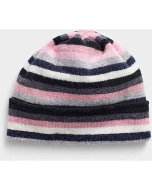 Robert Mackie Pure Wool Striped Cuff Tuque - Grey
