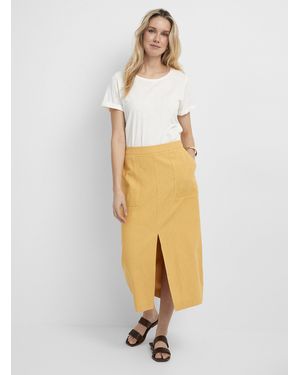 Contemporaine Patch Pockets Linen Midi Skirt - White