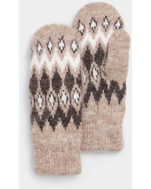 Ichi Nordic Jacquard Thready Knit Gloves - Natural