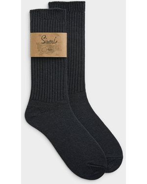 Le 31 Solid Merino Wool Ribbed Socks - Black