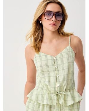 Ichi Peplum Waist Linen - Green