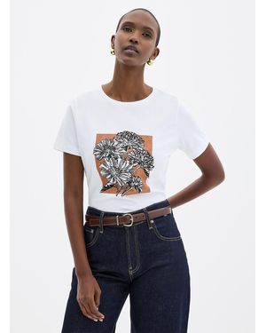 Contemporaine Printed Pima Cotton T - White