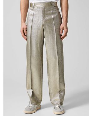 Versace Golden Lurex Pleated Pant - Natural