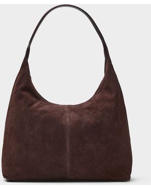 Simon's Minimalist Suede Hobo Bag Exclusive Collection From Italy - Brown