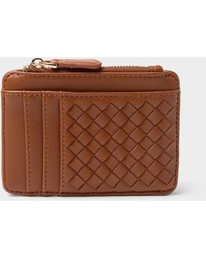 Simon's Basketweave Card Holder - Brown