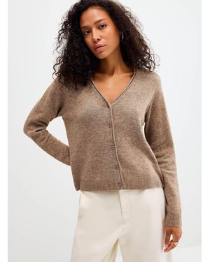Fransa V-neck Fine-knit Cardigan (women, Grey, Large)