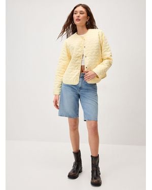 ONLY Pastel Yellow Hearts Quilted Jacket - Blue