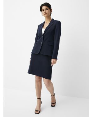 Contemporaine Suiting Crepe Straight Skirt - Blue