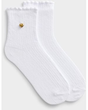 Simon's Charm Ribbed Socks - White