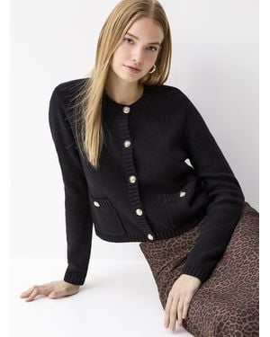 Twik Crest Buttons Cardigan - Black
