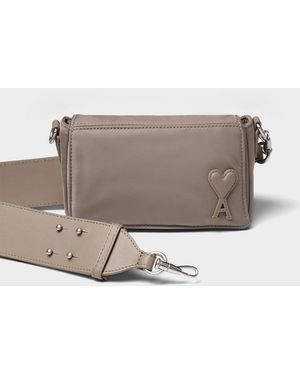 Ami Paris Marcel Small Canvas Bag - Grey