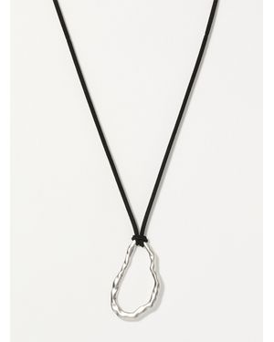 Simon's Sinuous Hammered Medallion Cord Necklace - Natural