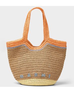 Marni Pastel Raffia Tote - White