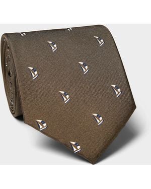 SELECTED Sailboat Skinny Tie - Brown