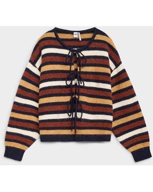 Twik Stripes And Bows Cardigan - White