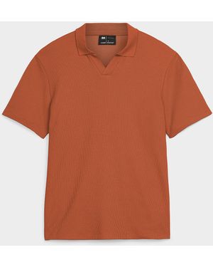 Le 31 Waffled Johnny Collar Polo - Orange