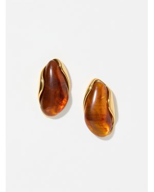 Simon's Gold Gemstone Large Earrings - Orange