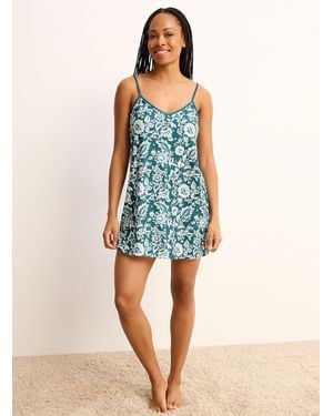 Miiyu Velvety Captivating Print Nightie - Blue