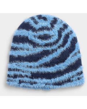 Simon's Striped Chenille Tuque - Blue