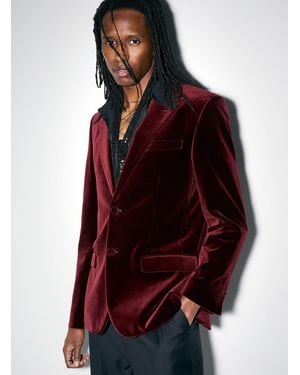 Le 31 Burgundy Velvet Blazer Organic Cotton Velvet By Pontoglio London Fit - Red