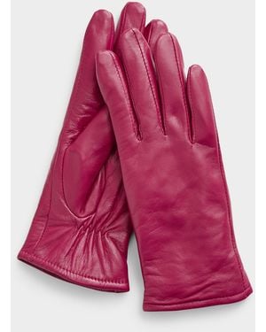 Simon's Monochrome Leather Gloves - Pink