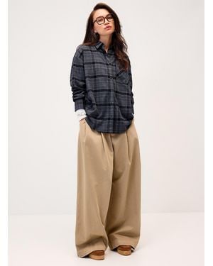 Twik Checkered Flannel Loose - Blue