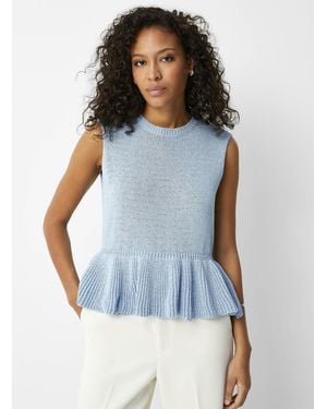 Contemporaine Peplum Waist Sweater Vest Exclusive Collection From Italy - Blue