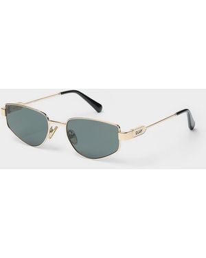 Quay Hit Single Narrow Angular Sunglasses - Blue