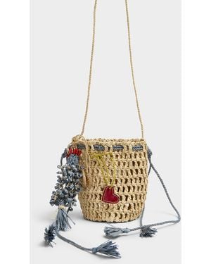 Sans Arcidet Sardine Amoureuse Braided Raffia Bag - White