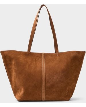 Vanessa Bruno Supple Caramel Suede Xl Tote Bag - Brown