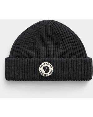 Fjallraven 1960 Lite Logo Cropped Ribbed Tuque - Black