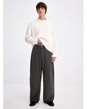 Djab Corduroy baggy Pant Barrel Fit Imported From Seoul - White