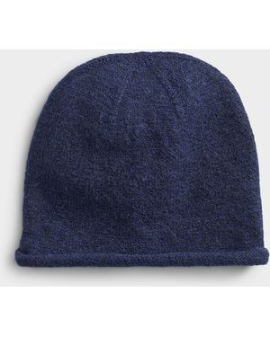 Ichi Rolled Hem Fine Knit Tuque - Blue