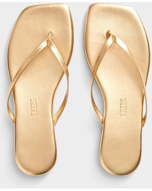 TKEES Square Toe Lily Metallic Leather Flip - Natural