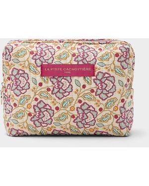 La P'tite Cachottière Small Colourful Pattern Quilted Cosmetics Case - Pink