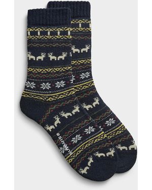 Le 31 Reindeer And Snowflake Socks - Black