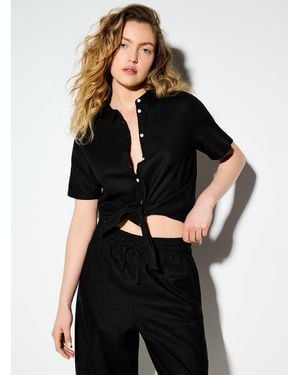 Ichi Linen Blend Short - Black